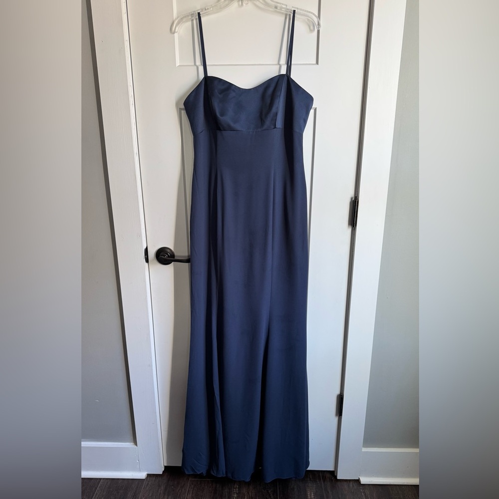 NWT White Vera Wang Navy Bridesmaid Dress Blue Bridesmaids David’s Bridal 12 NEW